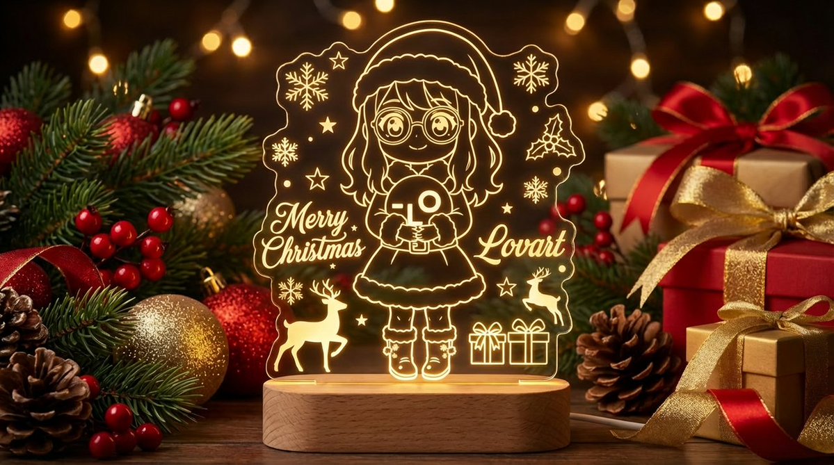 Laser Engraved Acrylic LED Stand Product Photography Prompt 1