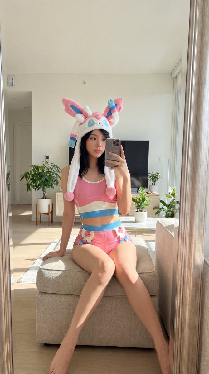 Blackpink Jisoo Sylveon Outfit Mirror Selfie 1