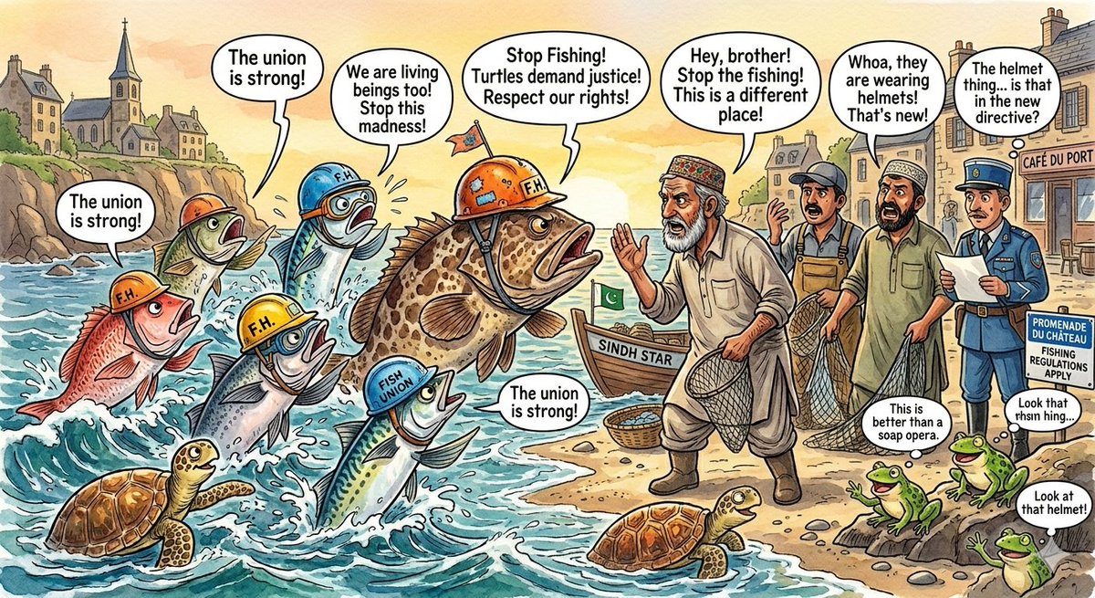 Protesting Fish on a French Seaside 1