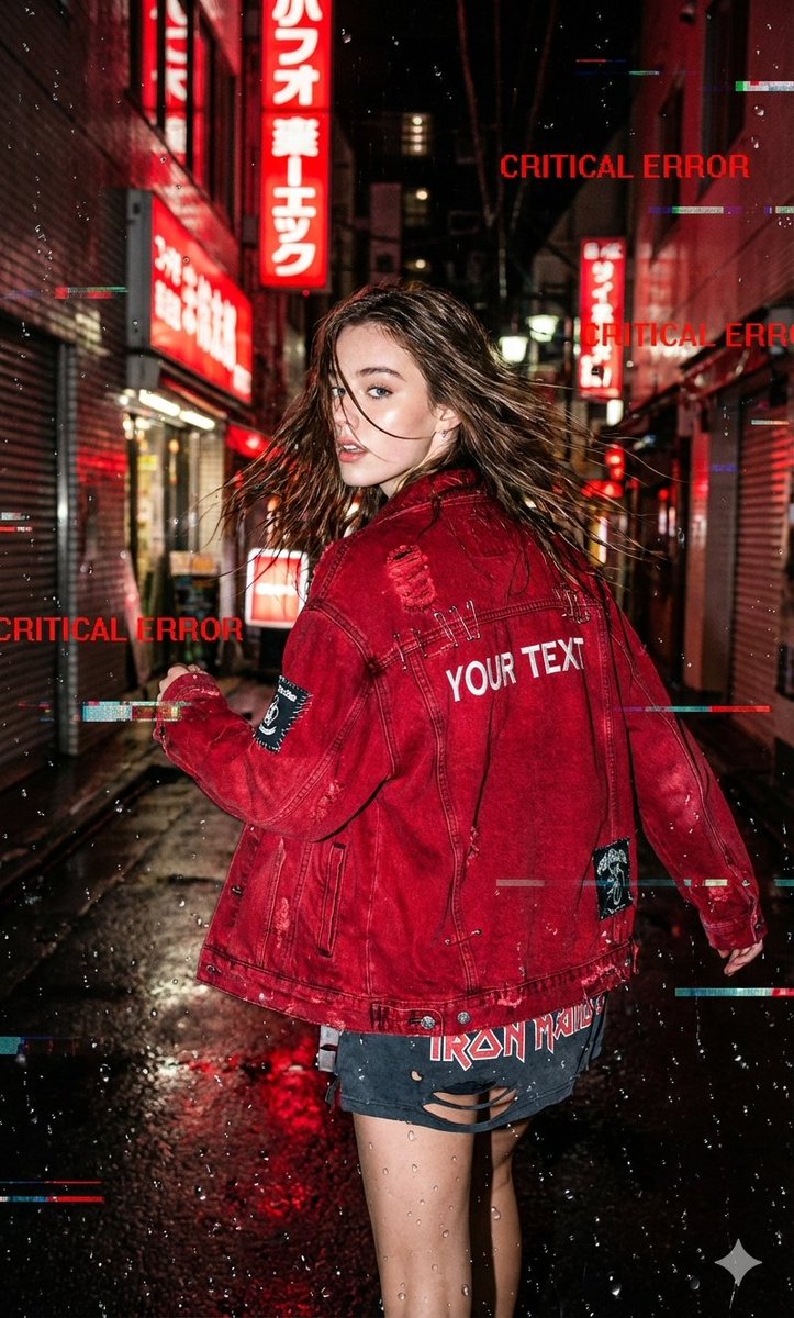 Glitchy Neo-Tokyo Street Style Photo with Red Neon 1