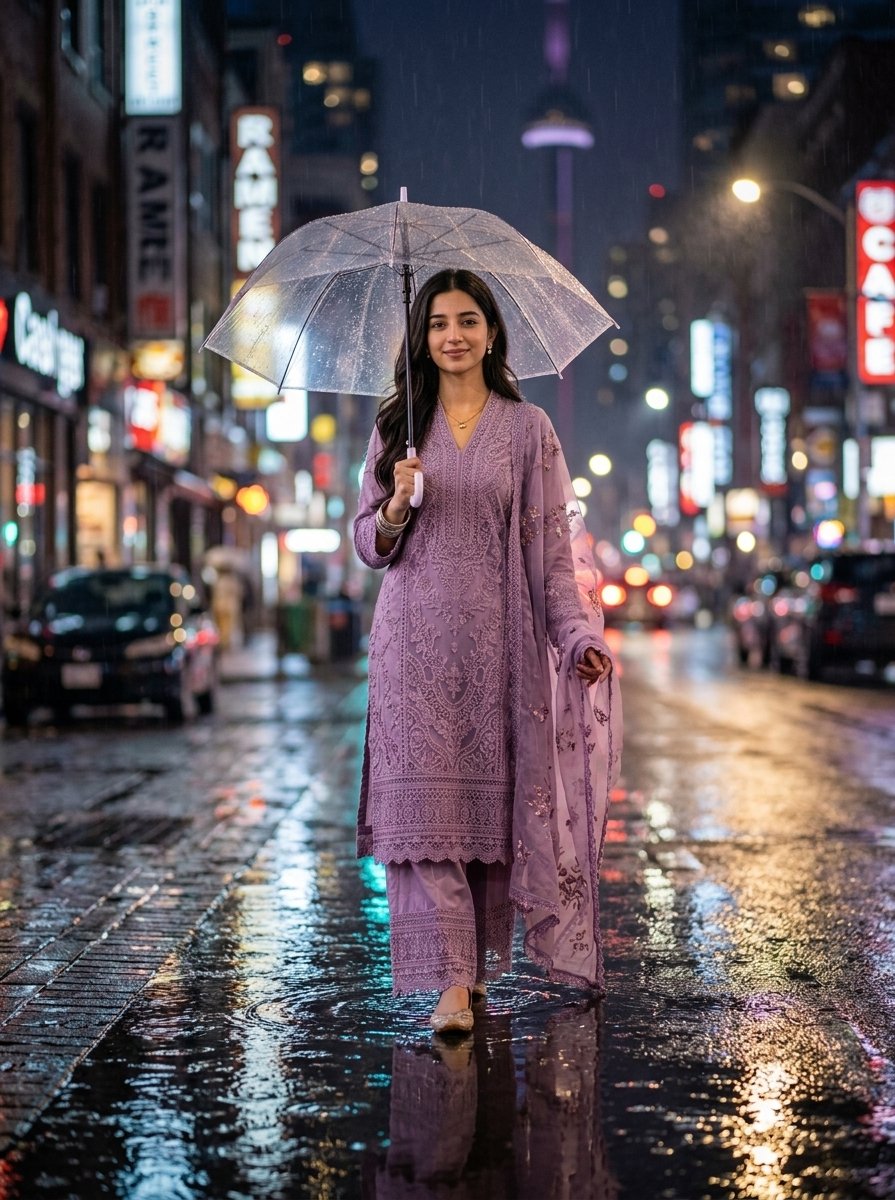 Realistic Rain Portrait of a Woman 1