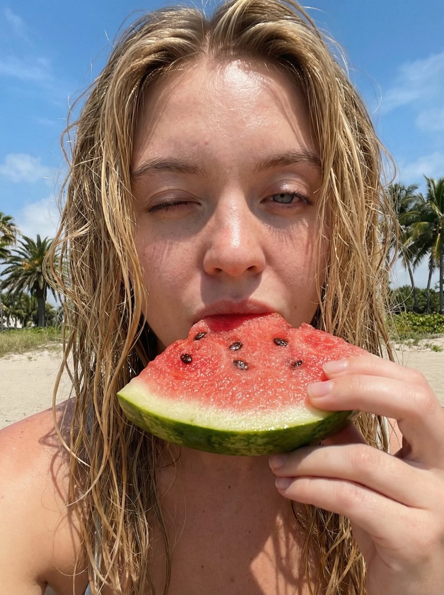 Outdoor Summer Watermelon Selfie (Detailed JSON) 1