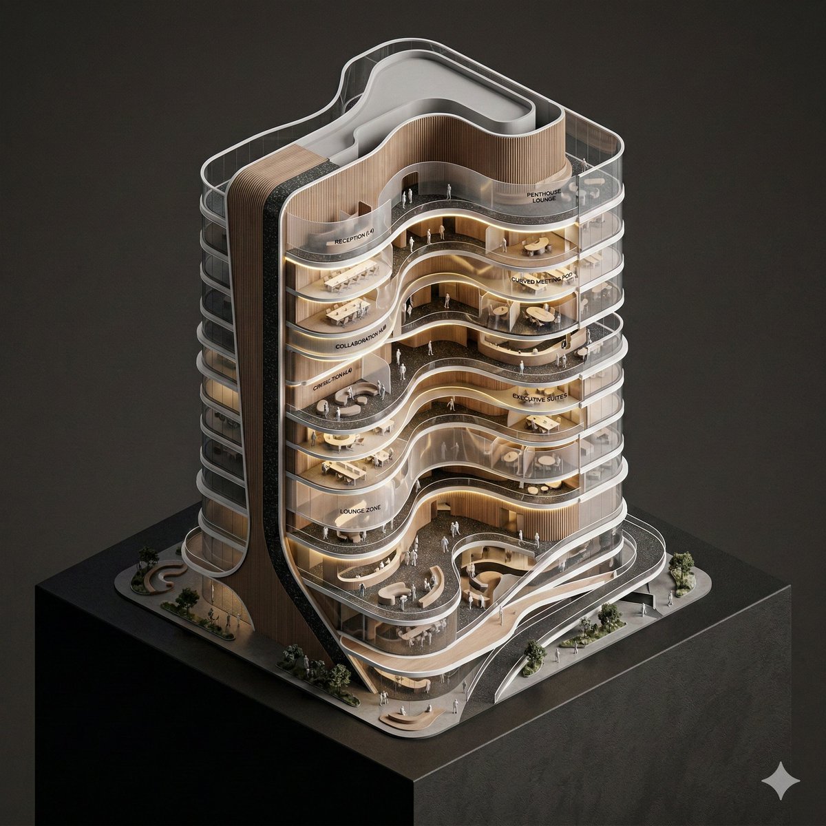 Conceptual Isometric Office Tower Model 2