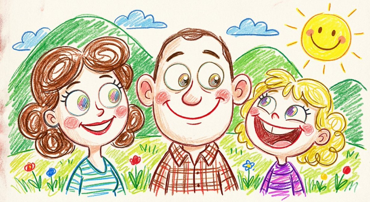 Crayon and Pencil Family Illustration 3