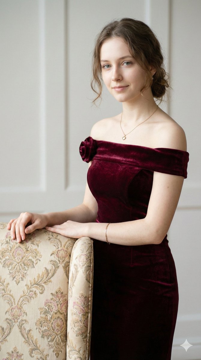 Photorealistic Velvet Dress Portrait 2