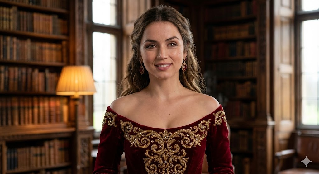 Dataset of Ana de Armas in luxury gowns in historical settings 3