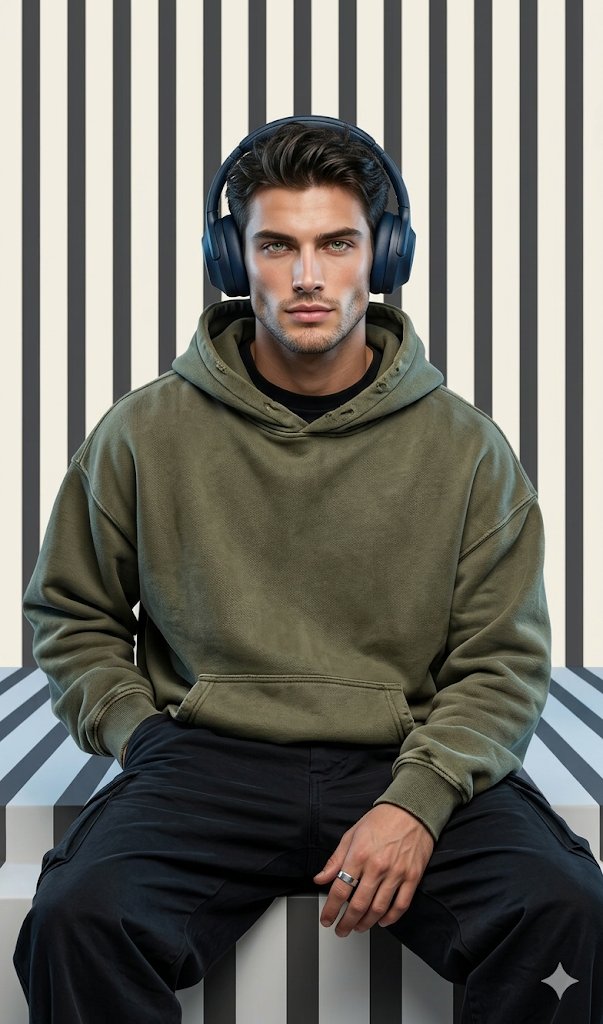 Graphic Portrait with Optical Illusion Background 1