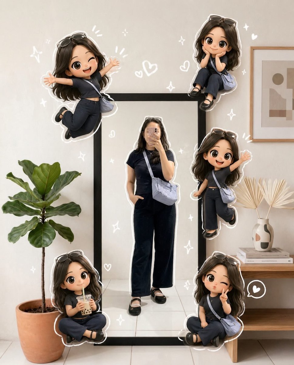 Chibi Mirror Selfie with Kawaii Doodles 2