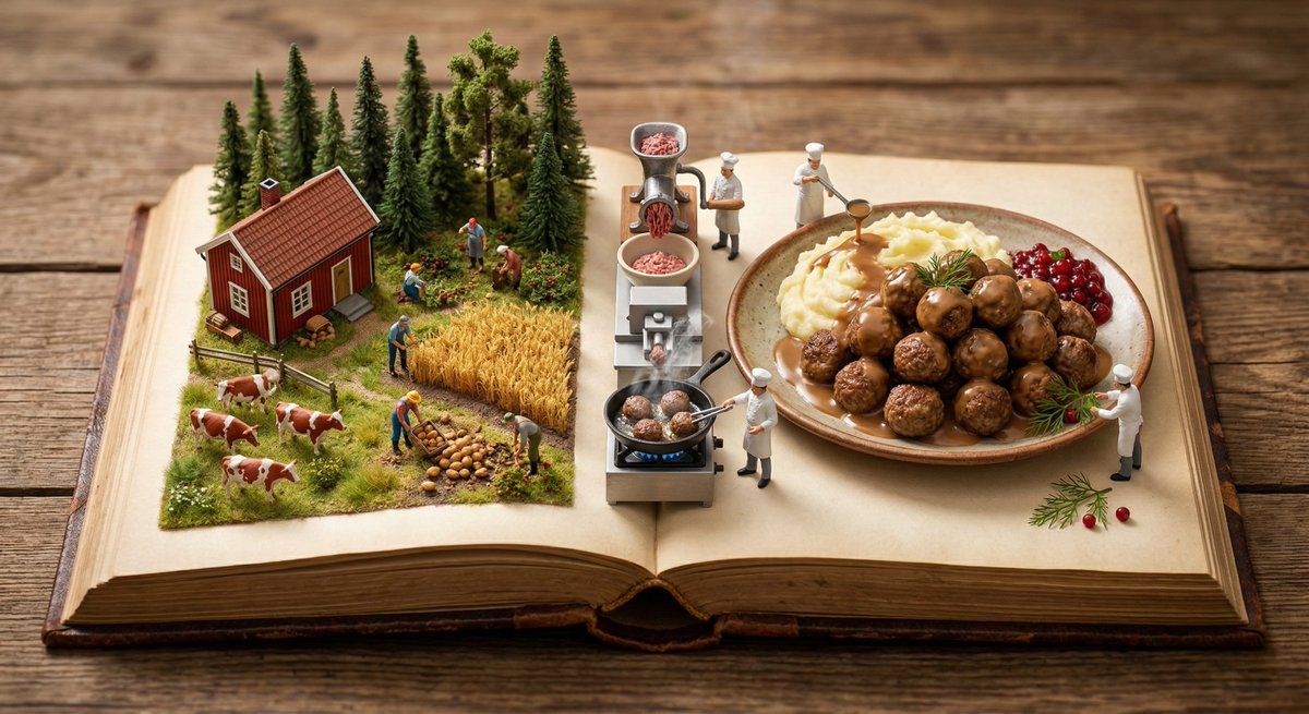 Culinary Pop-Up Book Diorama of Swedish Meatballs 1