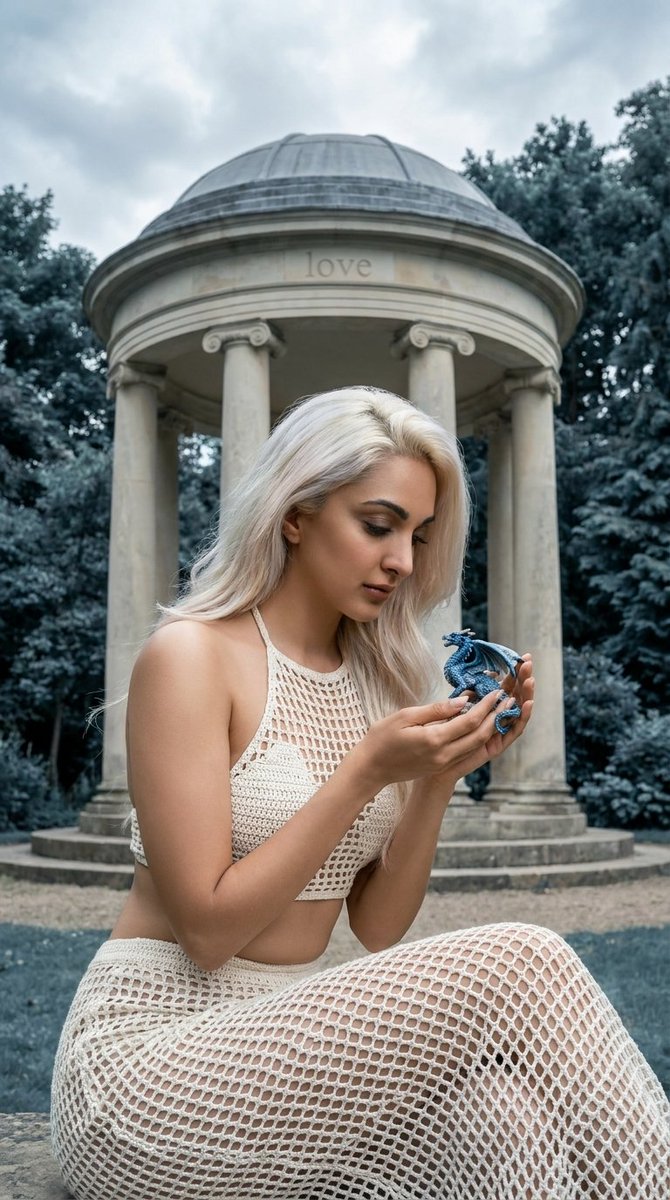 Woman with Platinum Hair and Snake 1