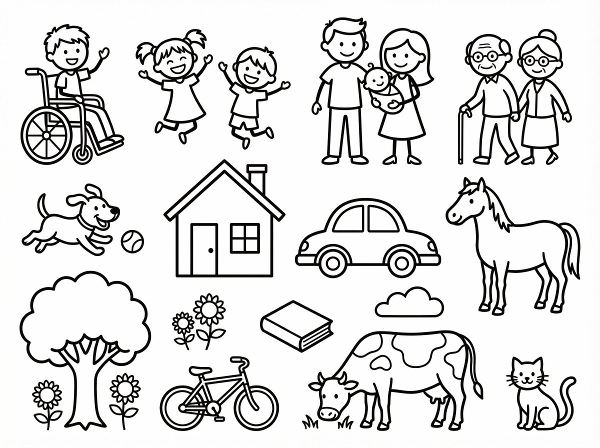 Simple Stick Figure Coloring Book Clipart 1