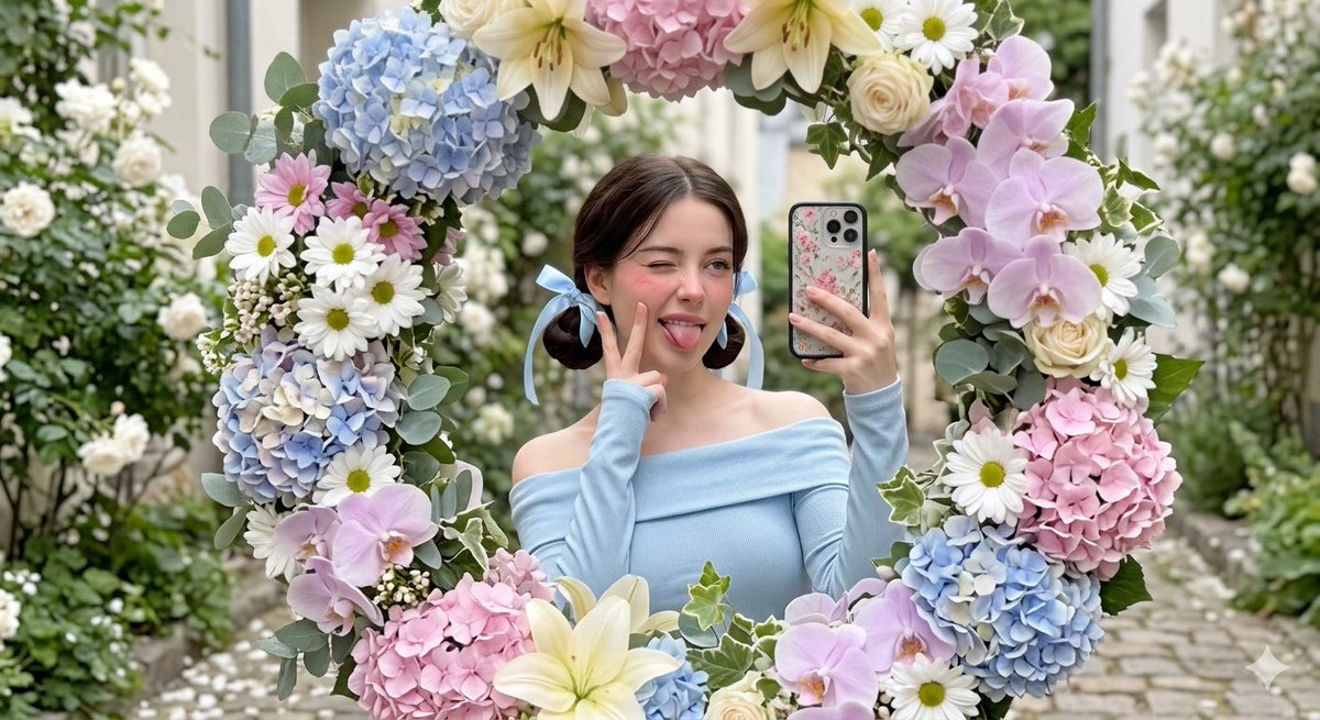 Floral Mirror Selfie Portrait 1