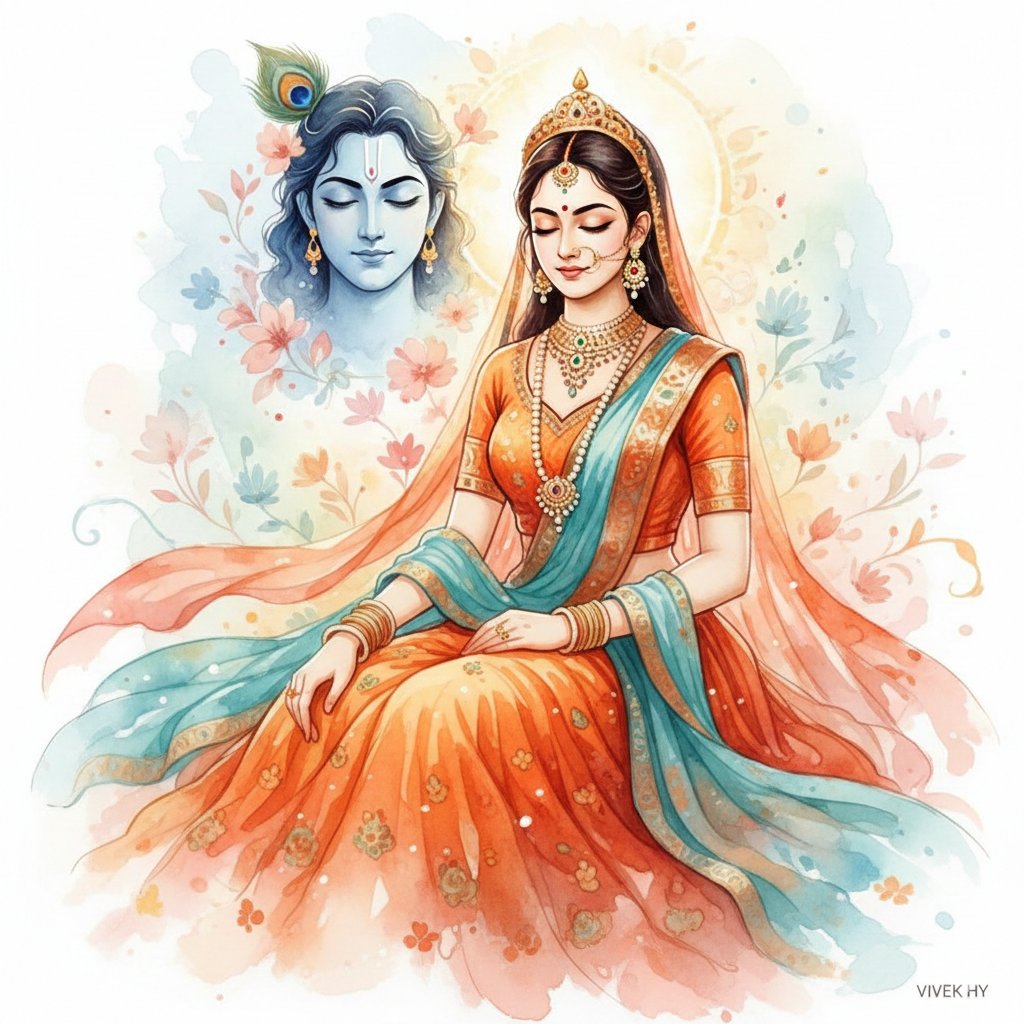 Mythological Radha-Krishna Fantasy Art Prompt 1