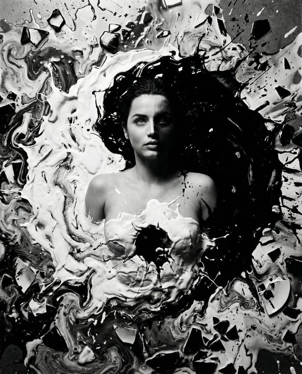 Monochrome Yin Yang Splash Portrait 2