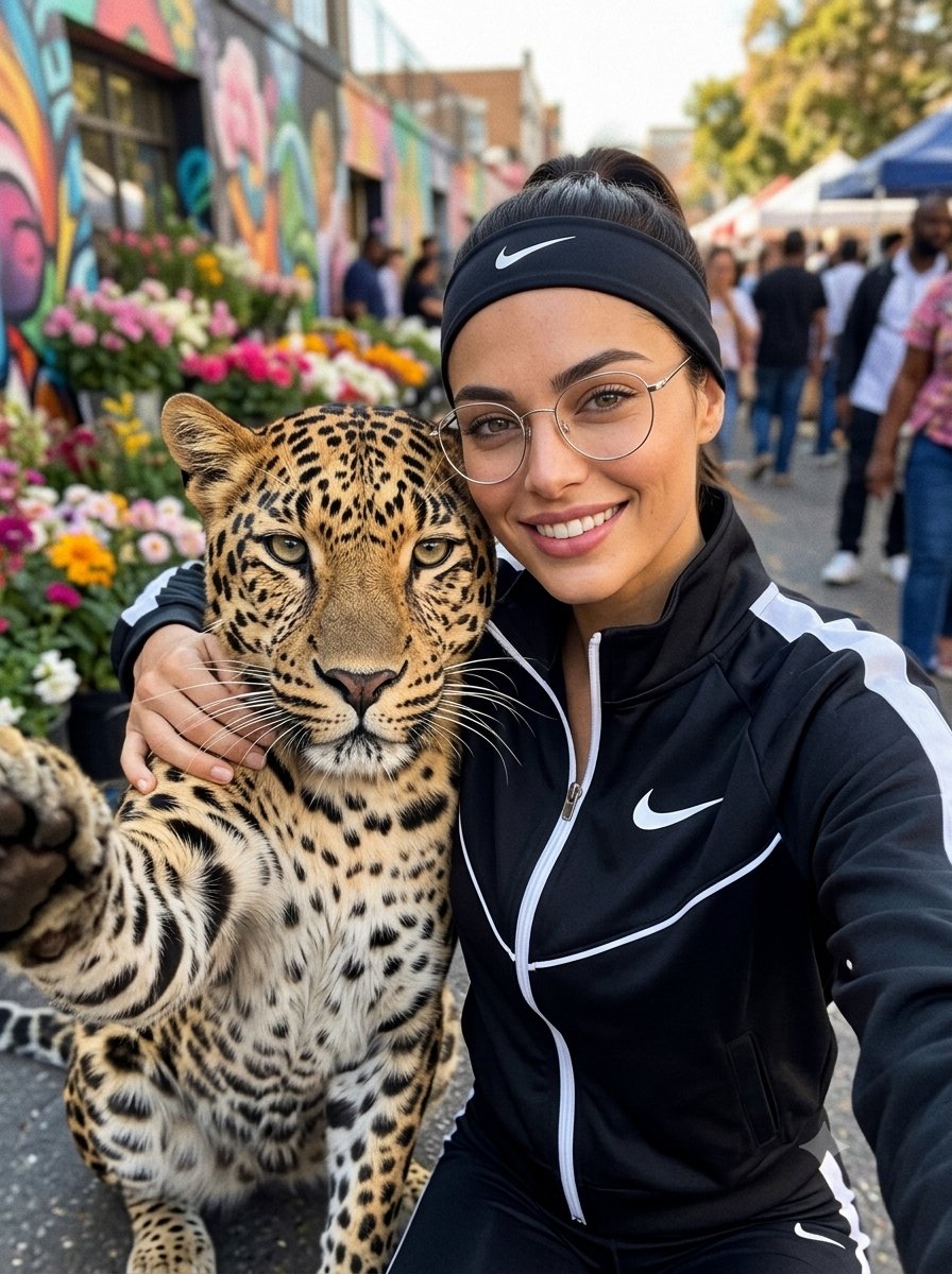 Leopard Selfie Streetwear Portrait 1