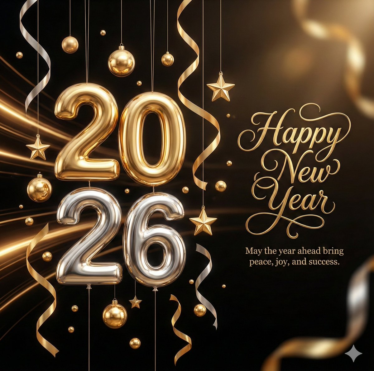 Luxury 3D Metallic New Year Wishes Artwork 1