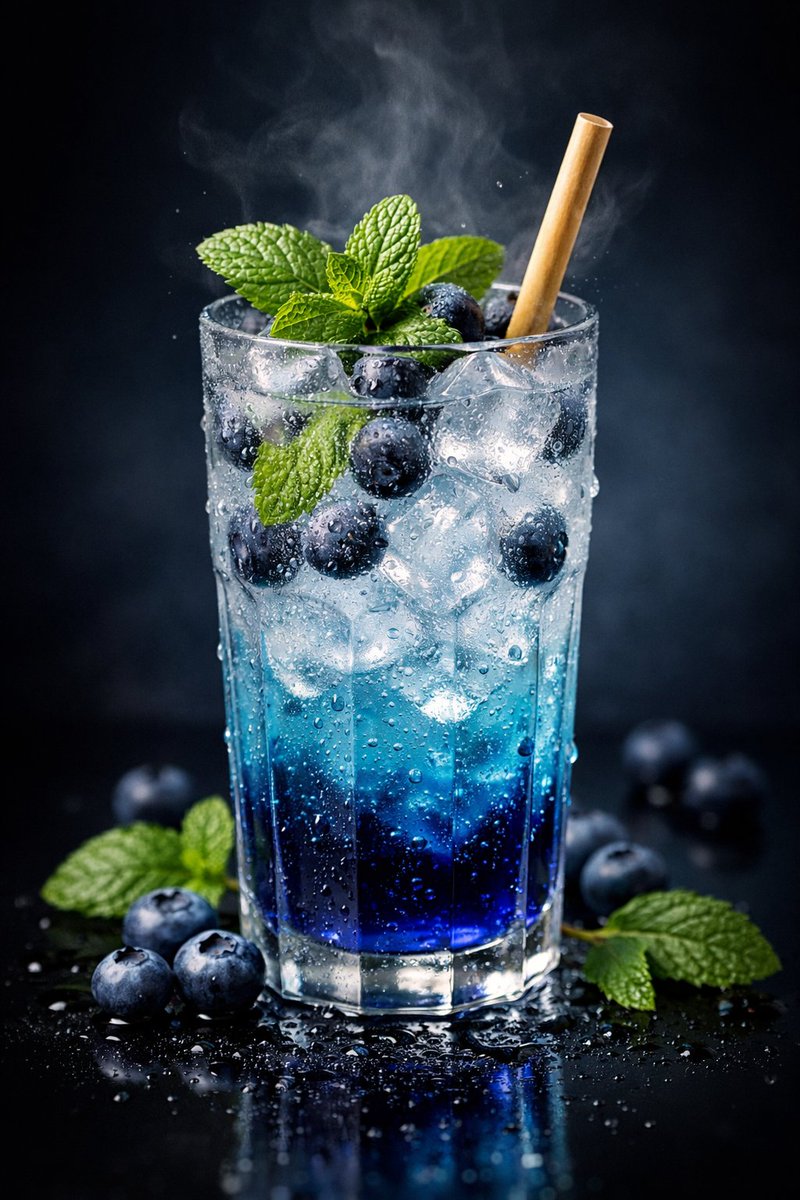 Premium Studio Shot of Blueberry Mint Iced Drink 1