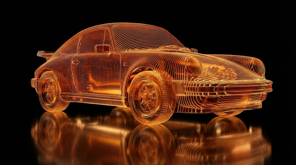 Transparent Layered Glass Supercar Sculpture Prompt 3