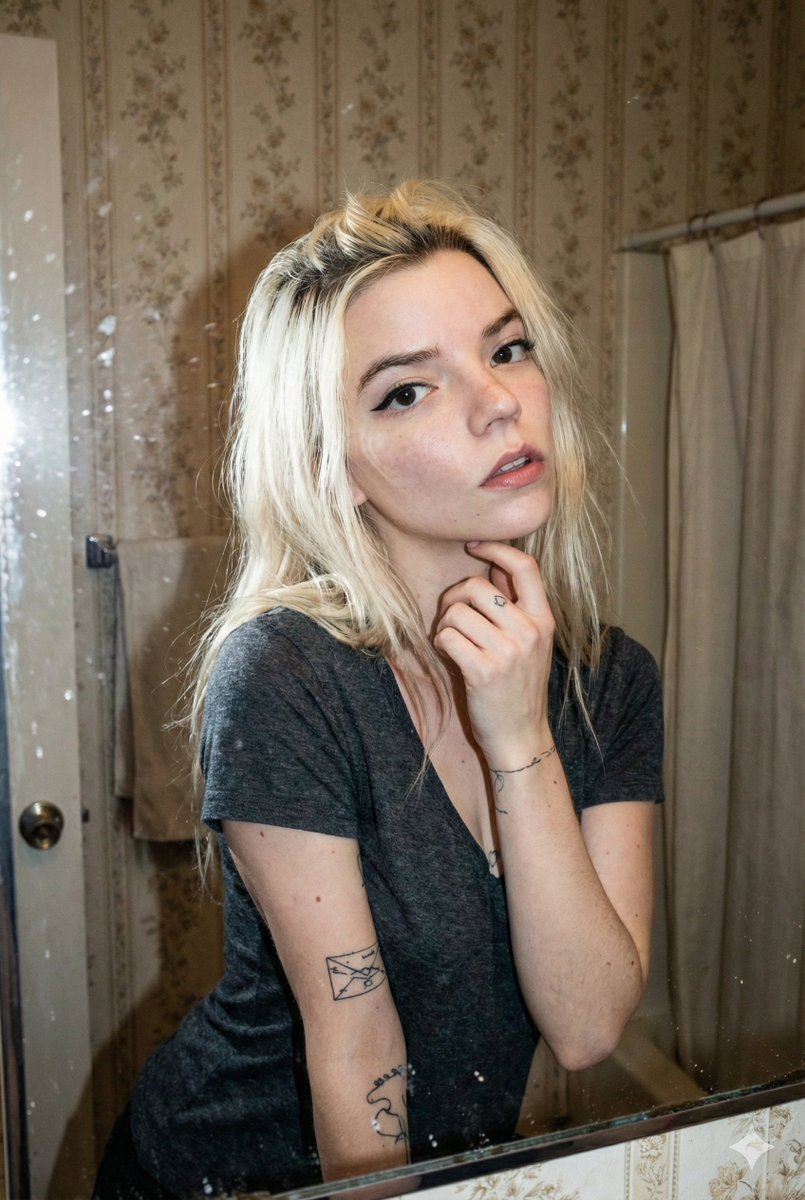 Grungy Flash Mirror Selfie with Tattoos 2