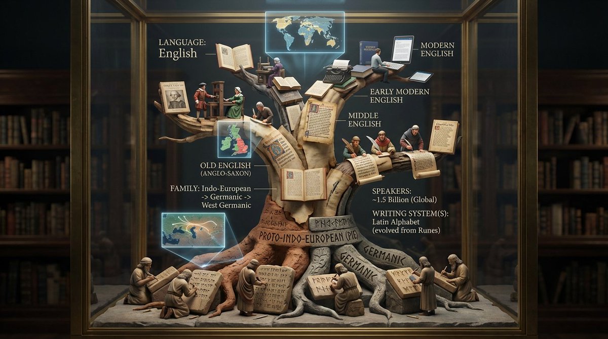 Linguistic Evolution Tree Infographic Generation 1