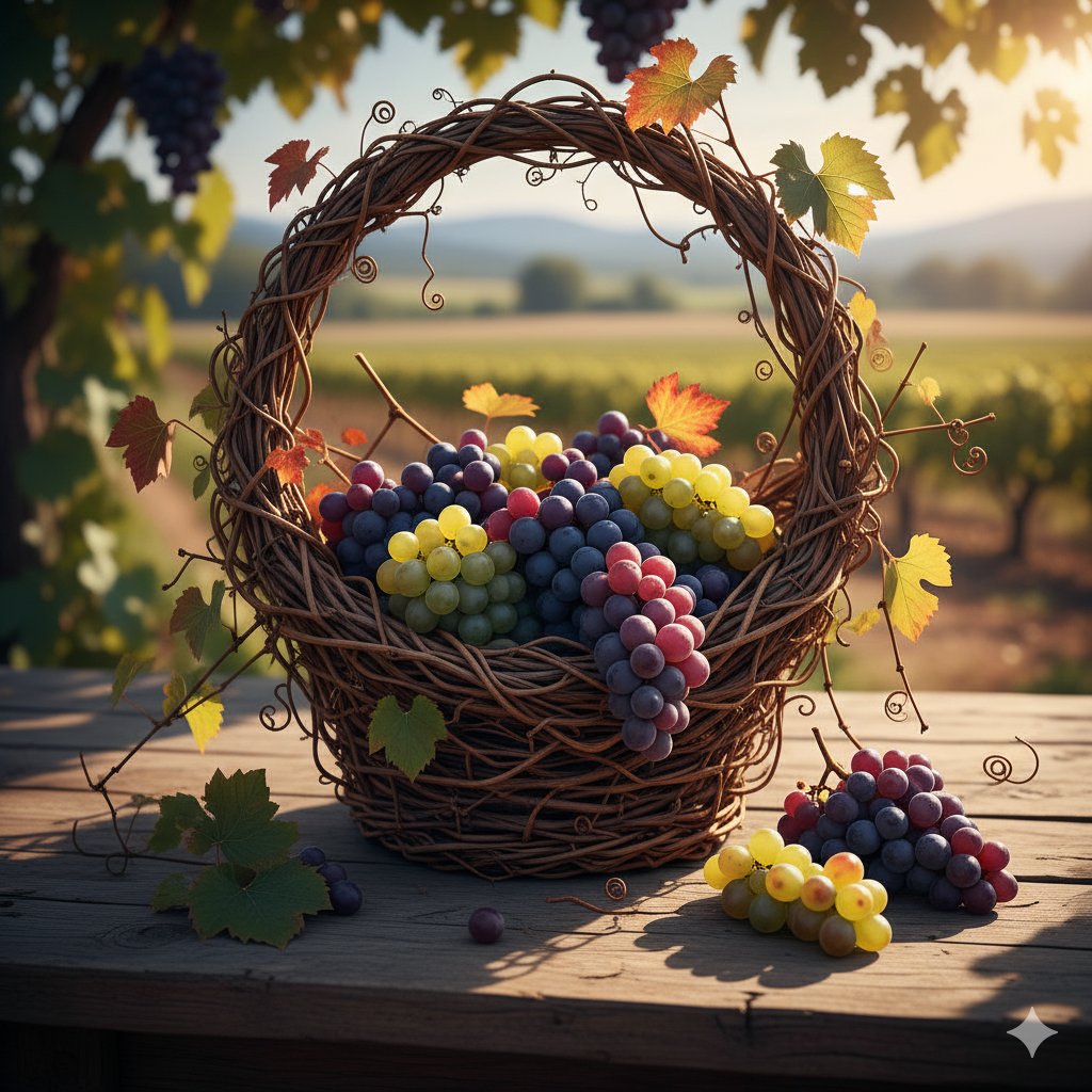 Simple grapes-in-a-basket image prompt 2