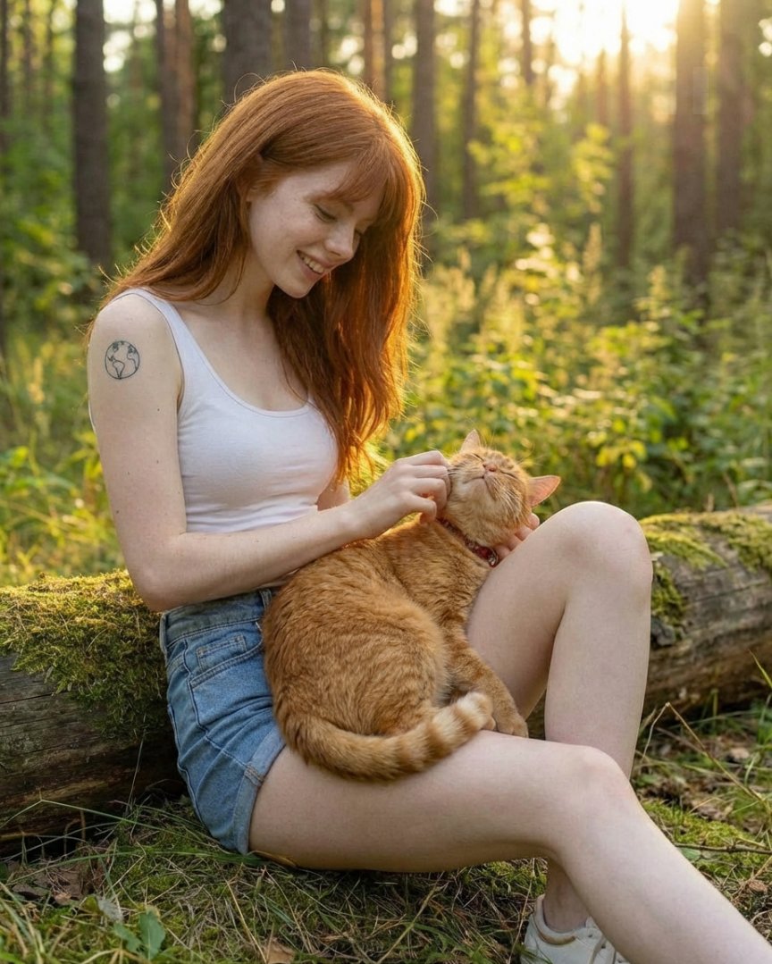 Dreamy Golden Hour Portrait with Cat and Soap Bubbles 2