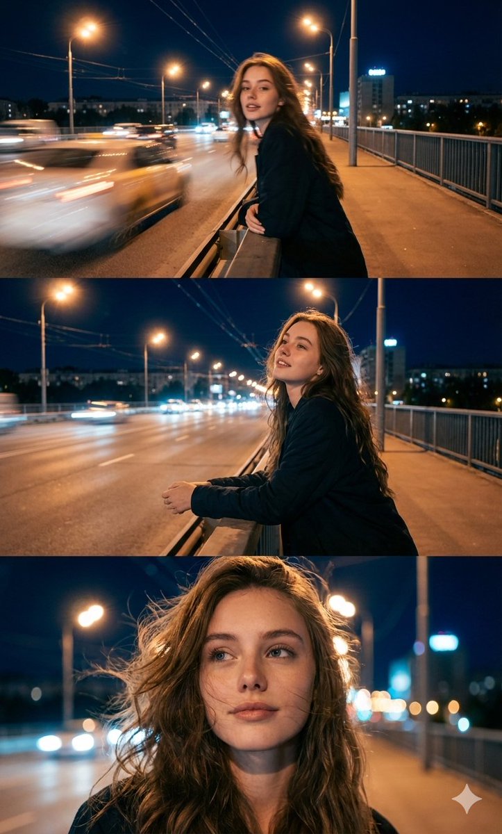 Cinematic Night City Triptych Portrait 1