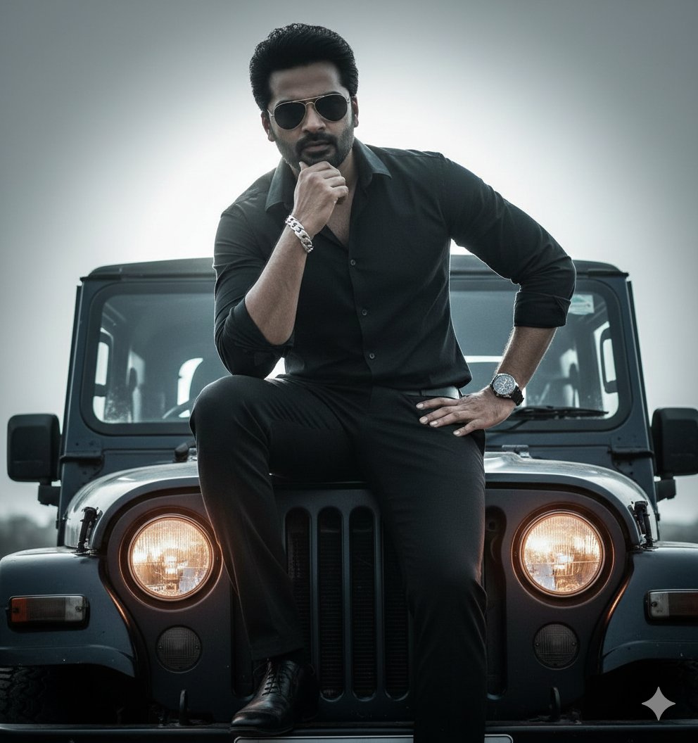 Hyper-Realistic Cinematic Portrait on a Jeep Hood Prompt 2