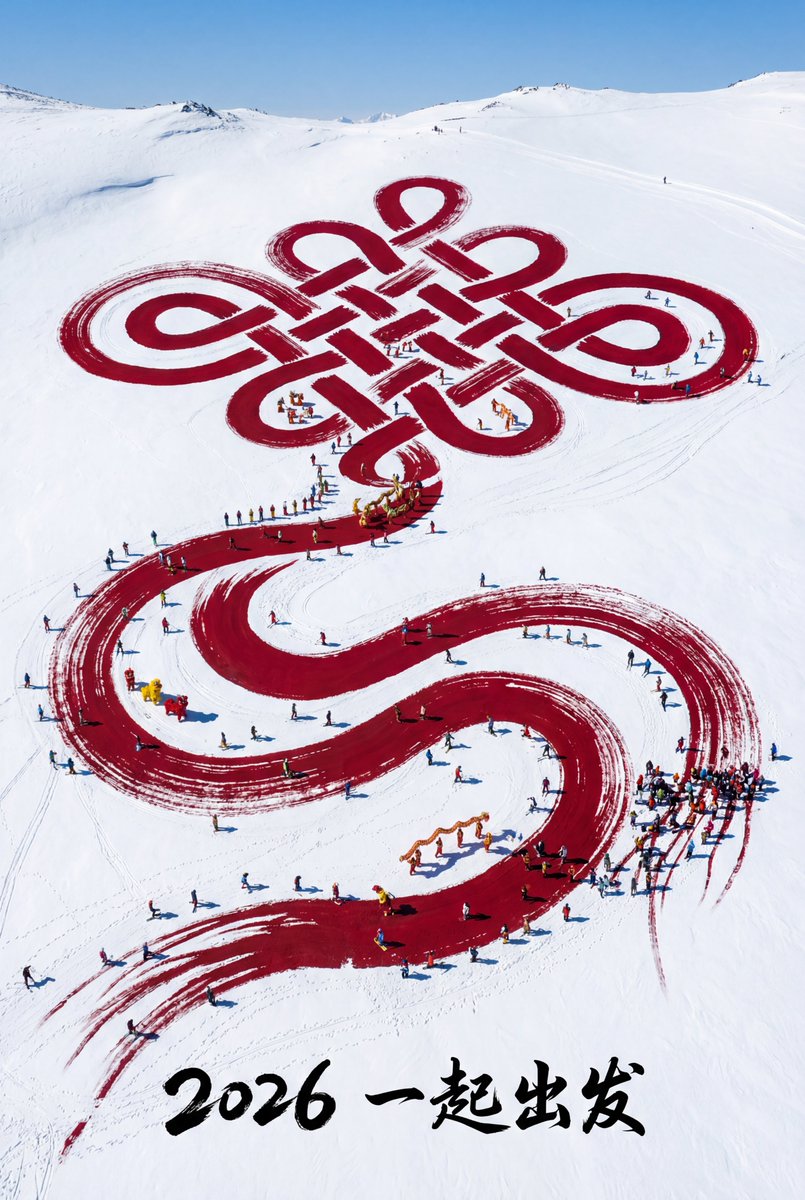 Aerial Art: Chinese Knot Landscape for 2026 Winter Games Prompt 1