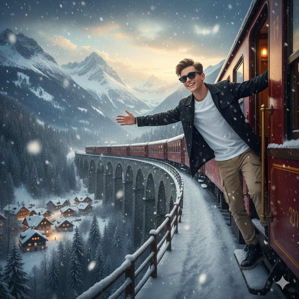 8K Cinematic Winter Adventure Photo on a Vintage Train 1