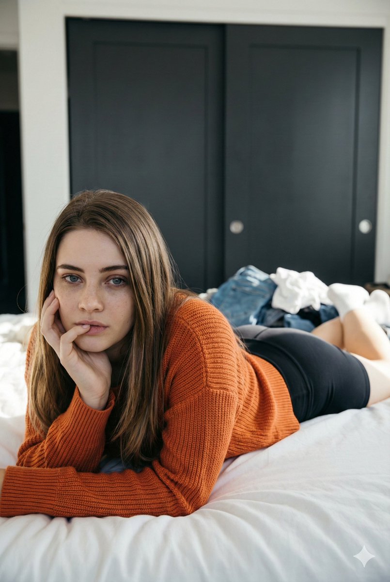 Josephine Langford Casual Bedroom Portrait 1