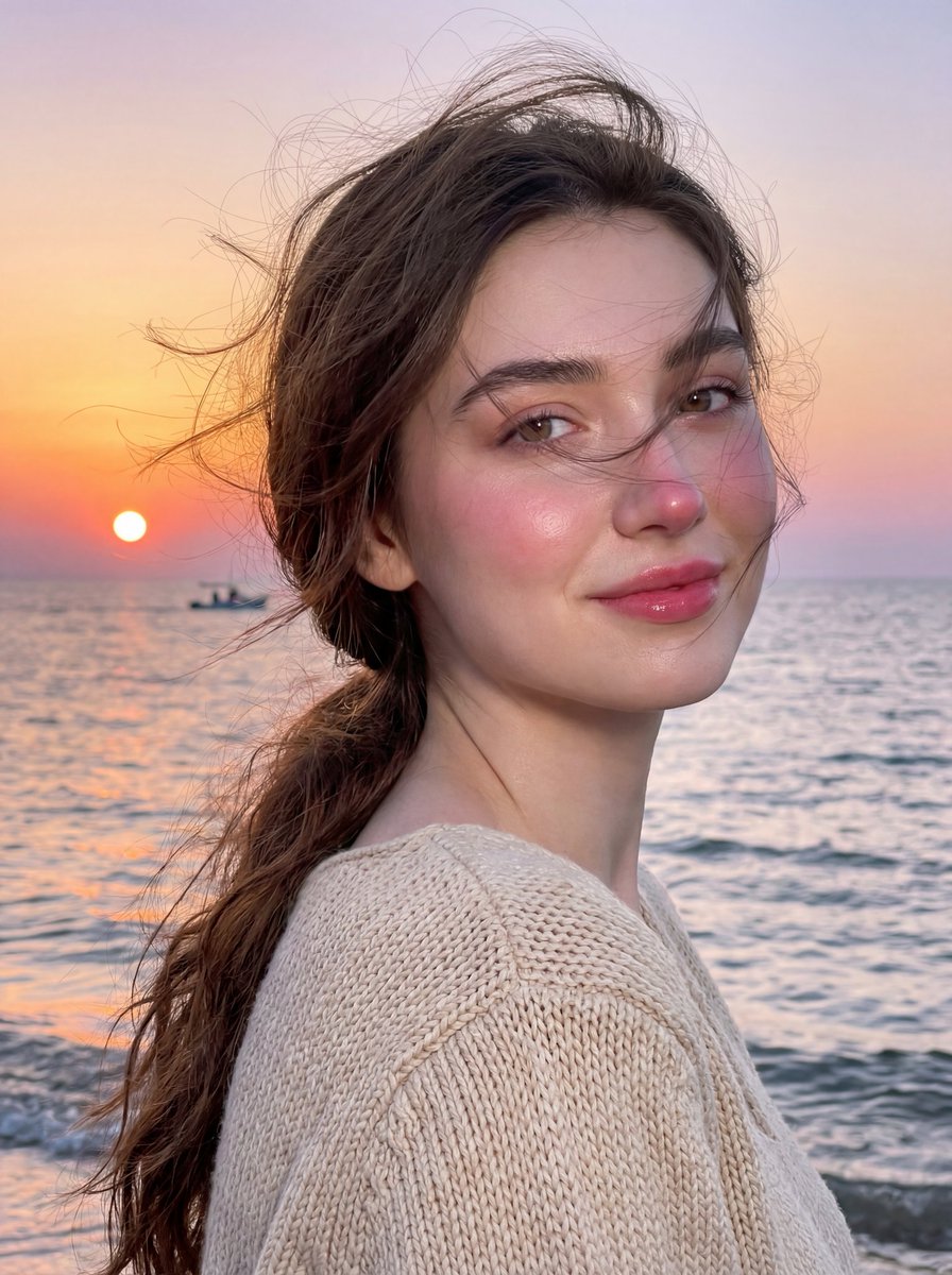 Golden Hour Seaside Portrait with Identity Preservation 1