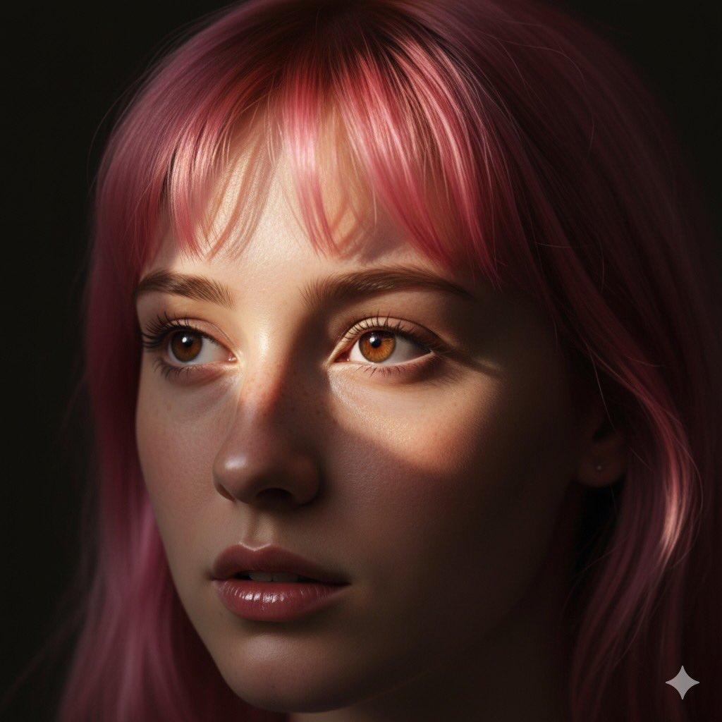 Cinematic Close-up Portrait with Pink Hair 1