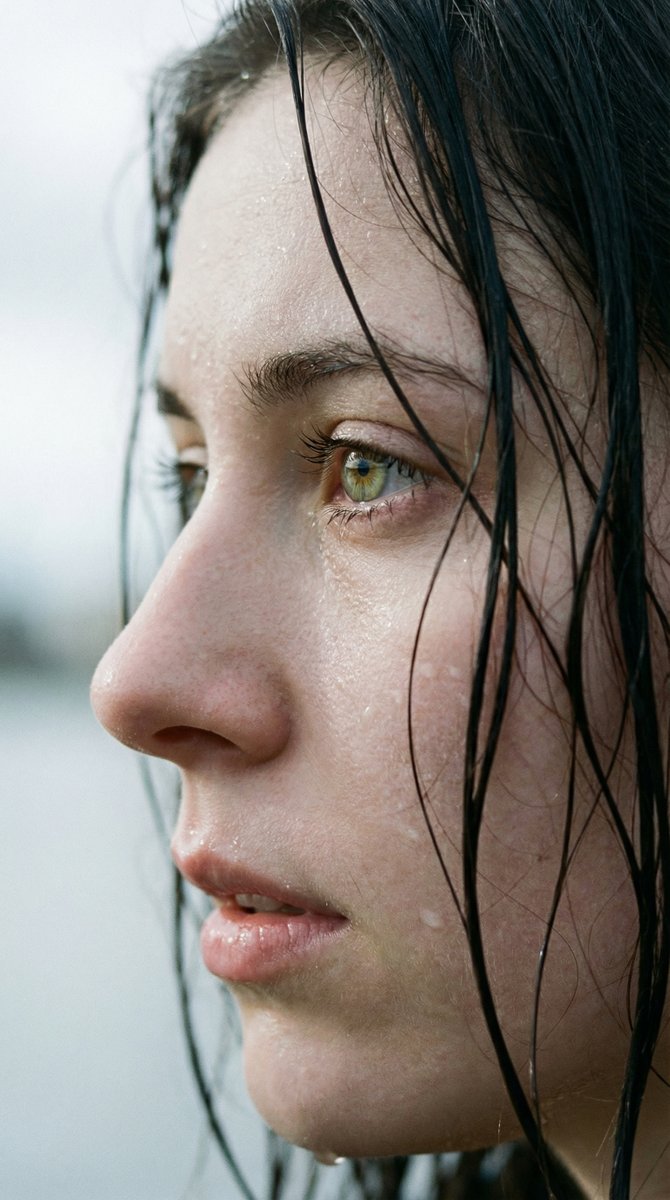 Extreme Wet Close-Up Portrait with Realistic Water Droplets 1