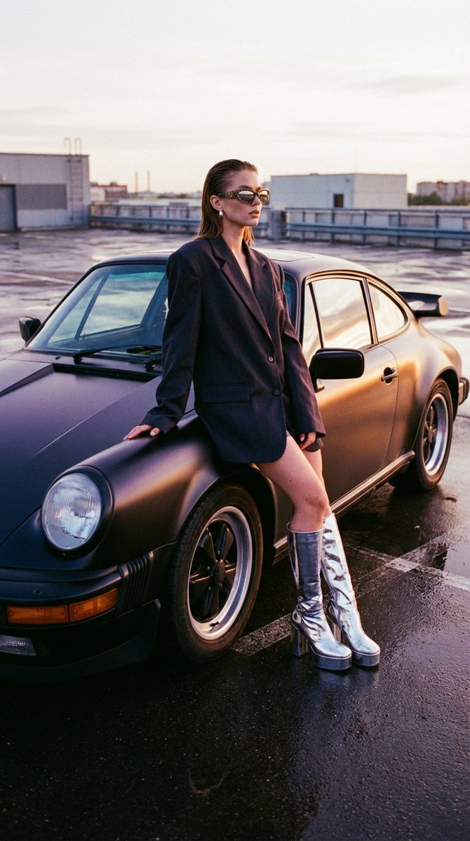 Avant-Garde Streetwear and Vintage Auto Prompt 1