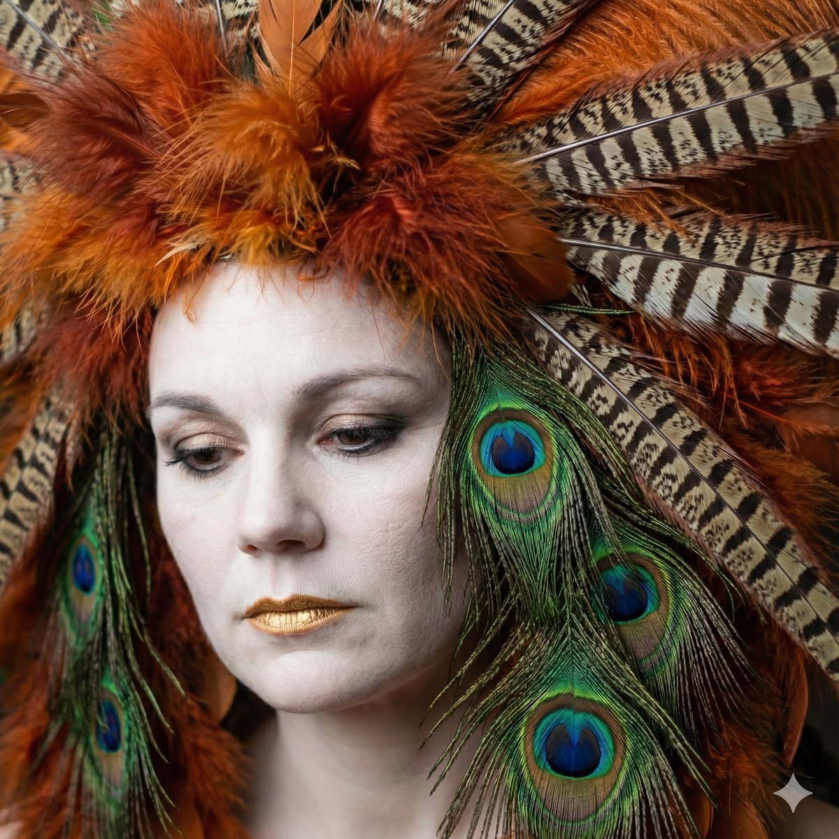 Avant-Garde Feather Headdress Portrait 1