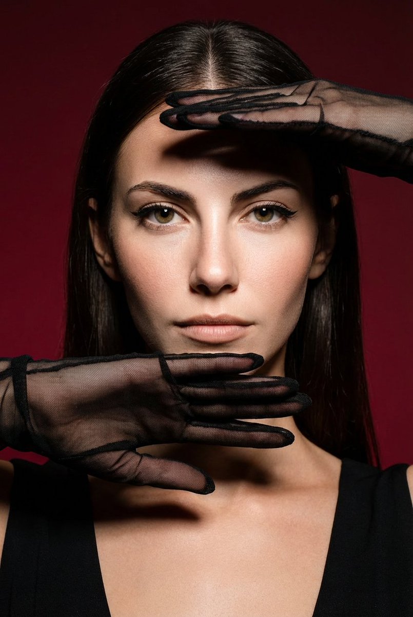 High-Fashion Editorial Portrait with Dramatic Hand Pose 2