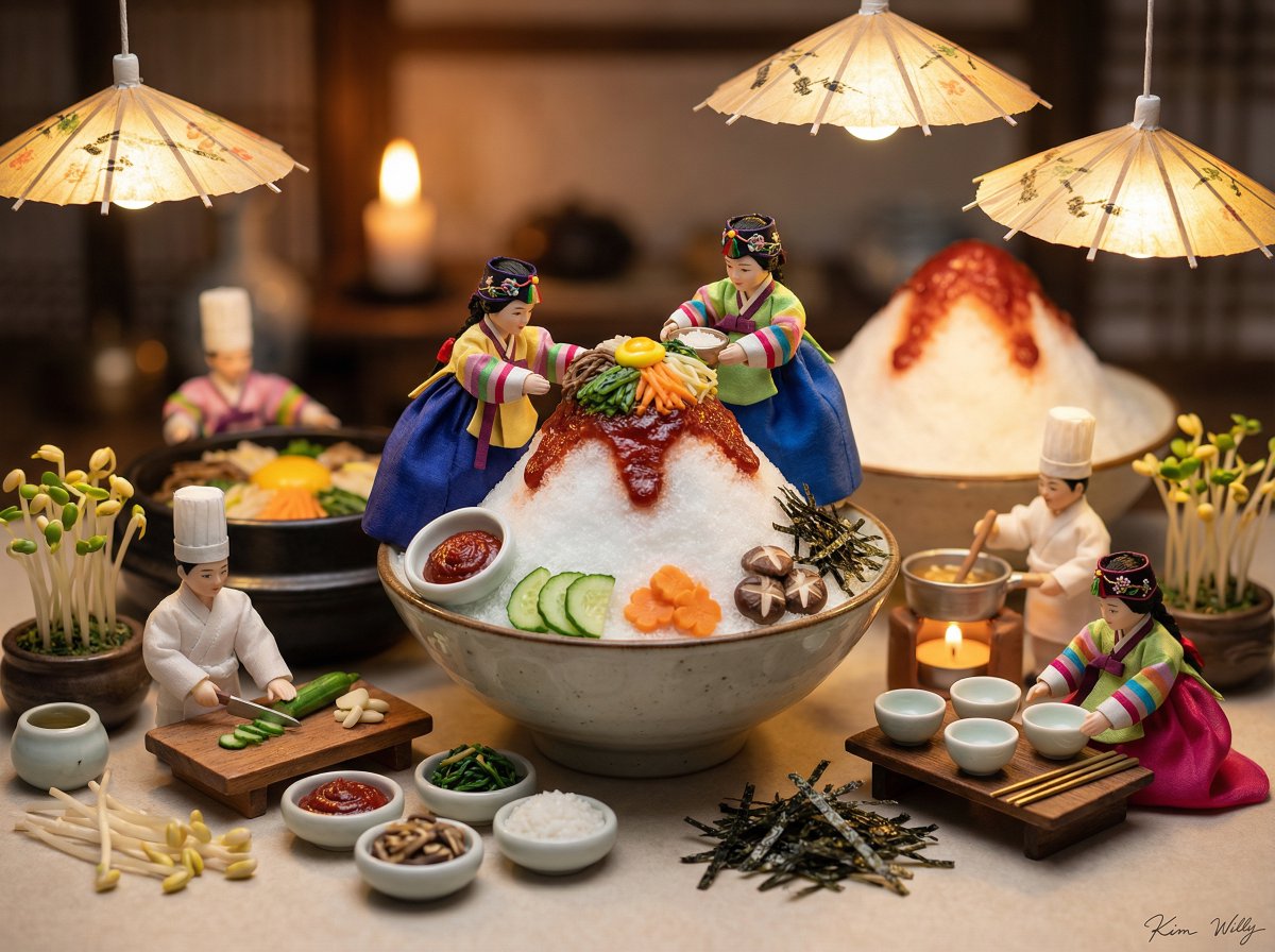 Micro Diorama of Joseon Dynasty Chefs Making Bibimbap 1