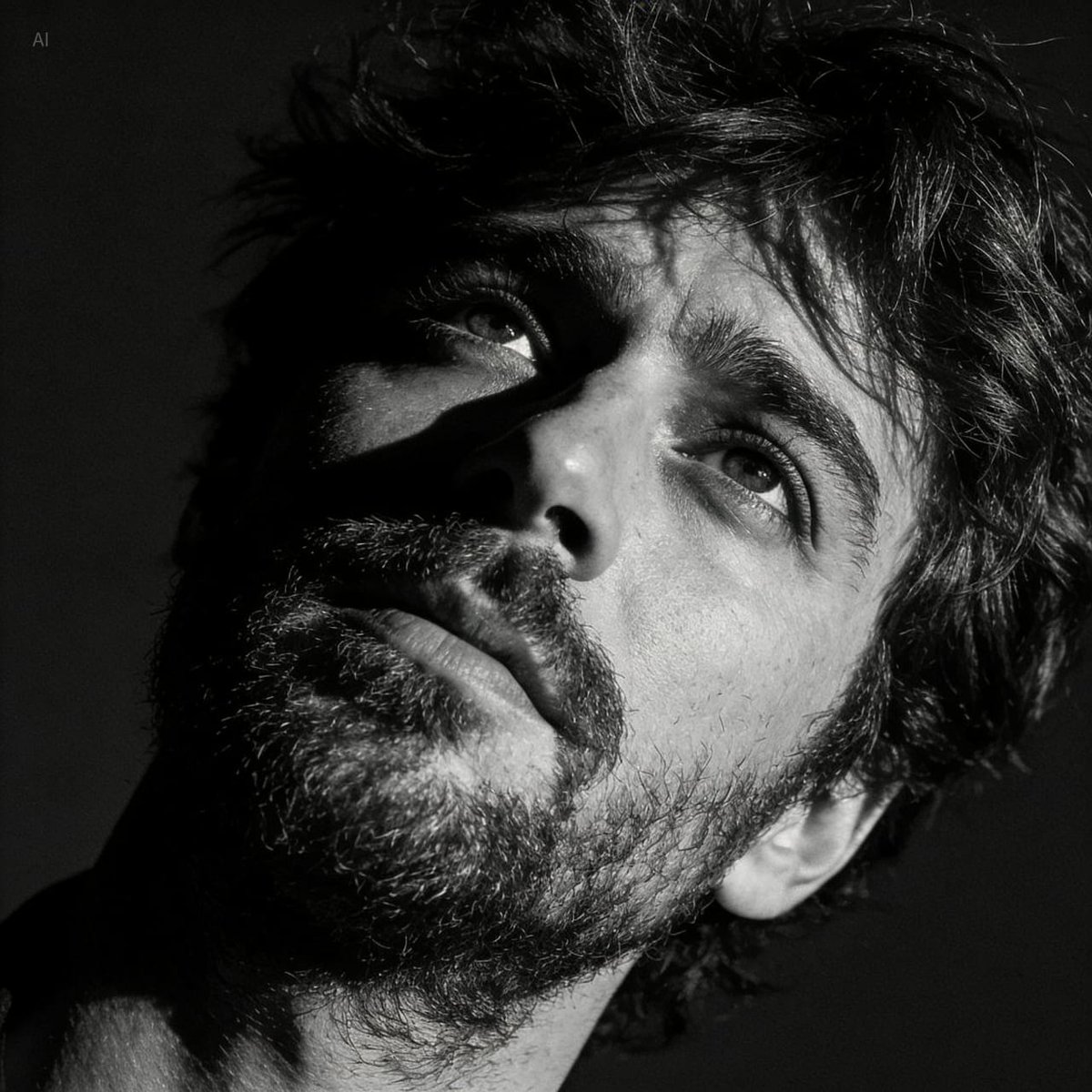 Dramatic Black and White Portrait with Silhouette Lighting Prompt 1
