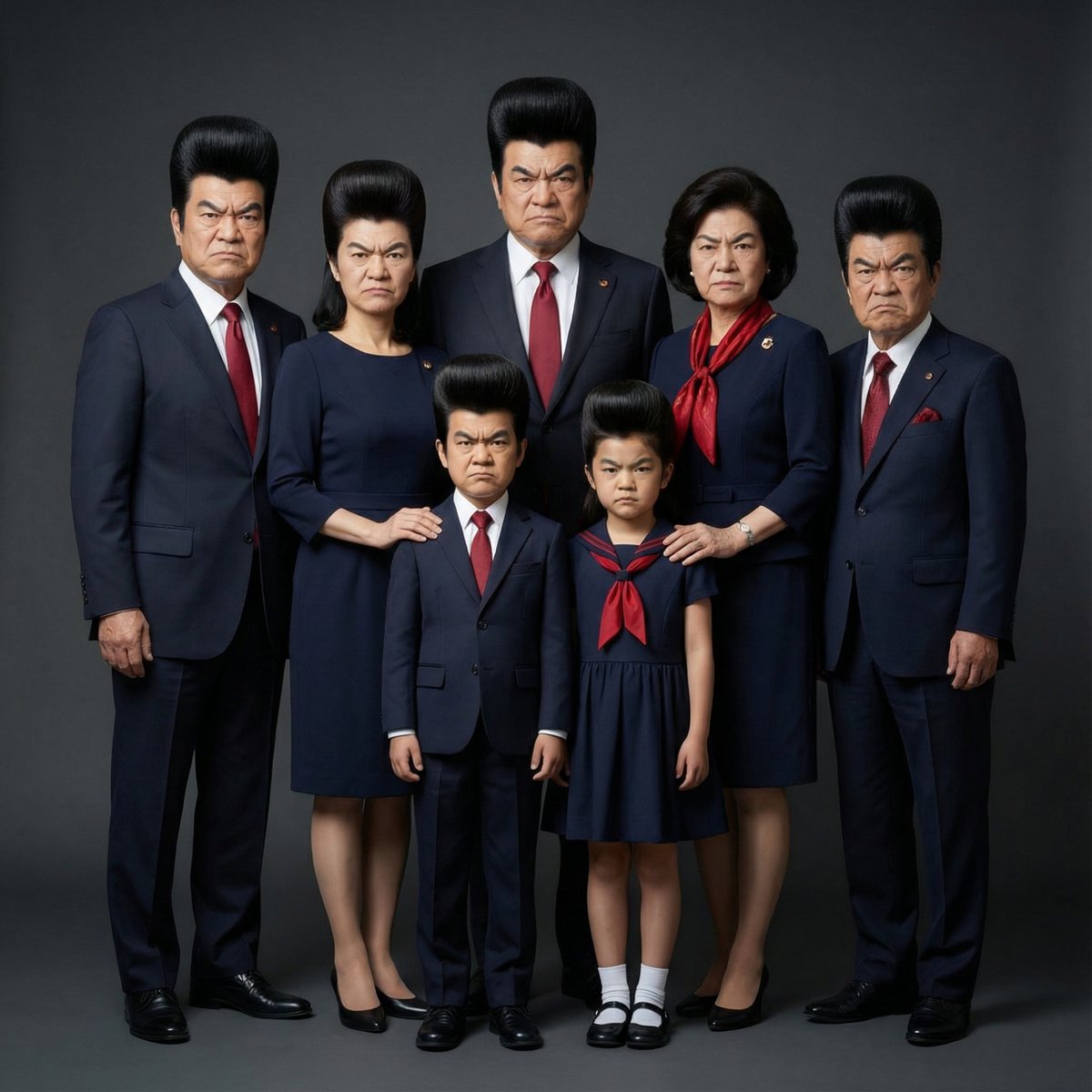 Hyper-Realistic Family Portrait with Identical Faces 1