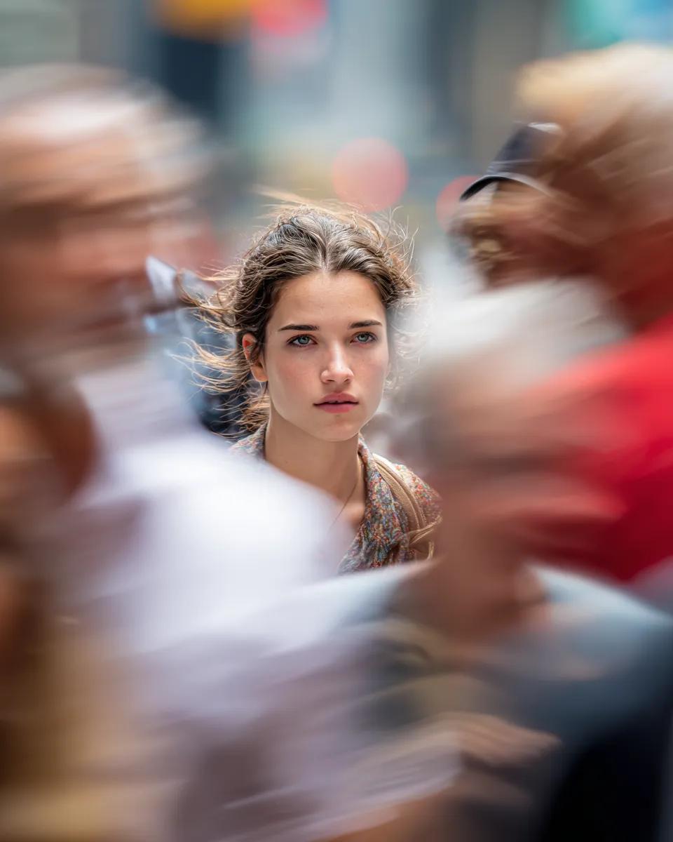 Close-Up Portrait on Busy New York Street 1
