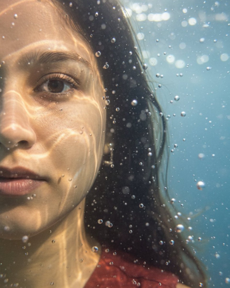 Underwater macro portrait (left half of face) 1