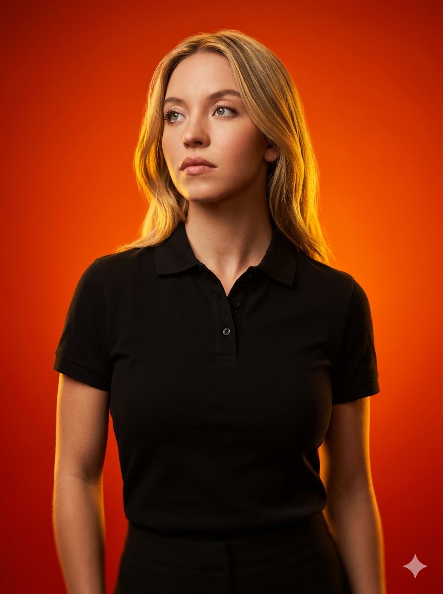 Studio portrait with fiery gradient background 2