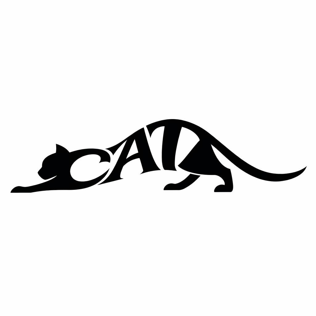 Monochrome Typographic Cat Illustration 4