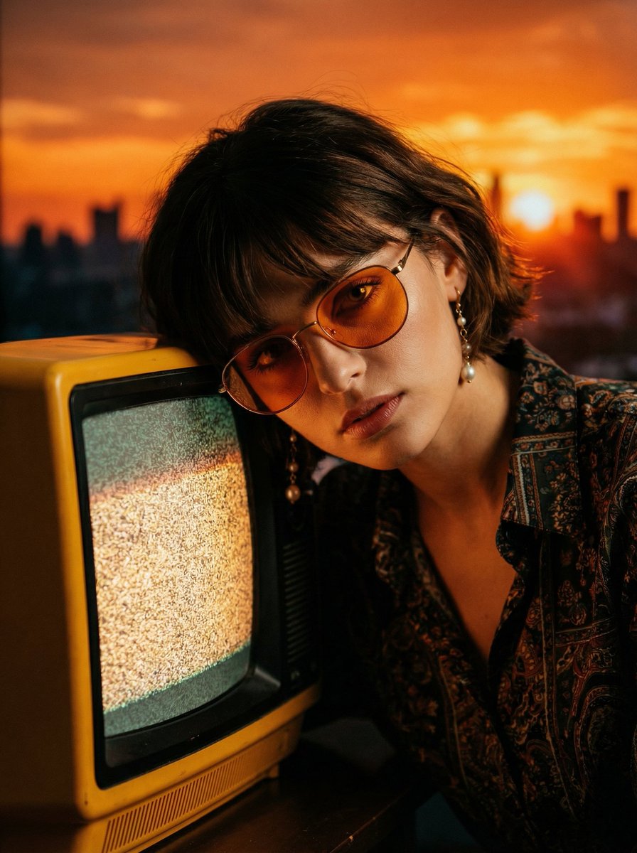 Cinematic Portrait with Static CRT Television 1