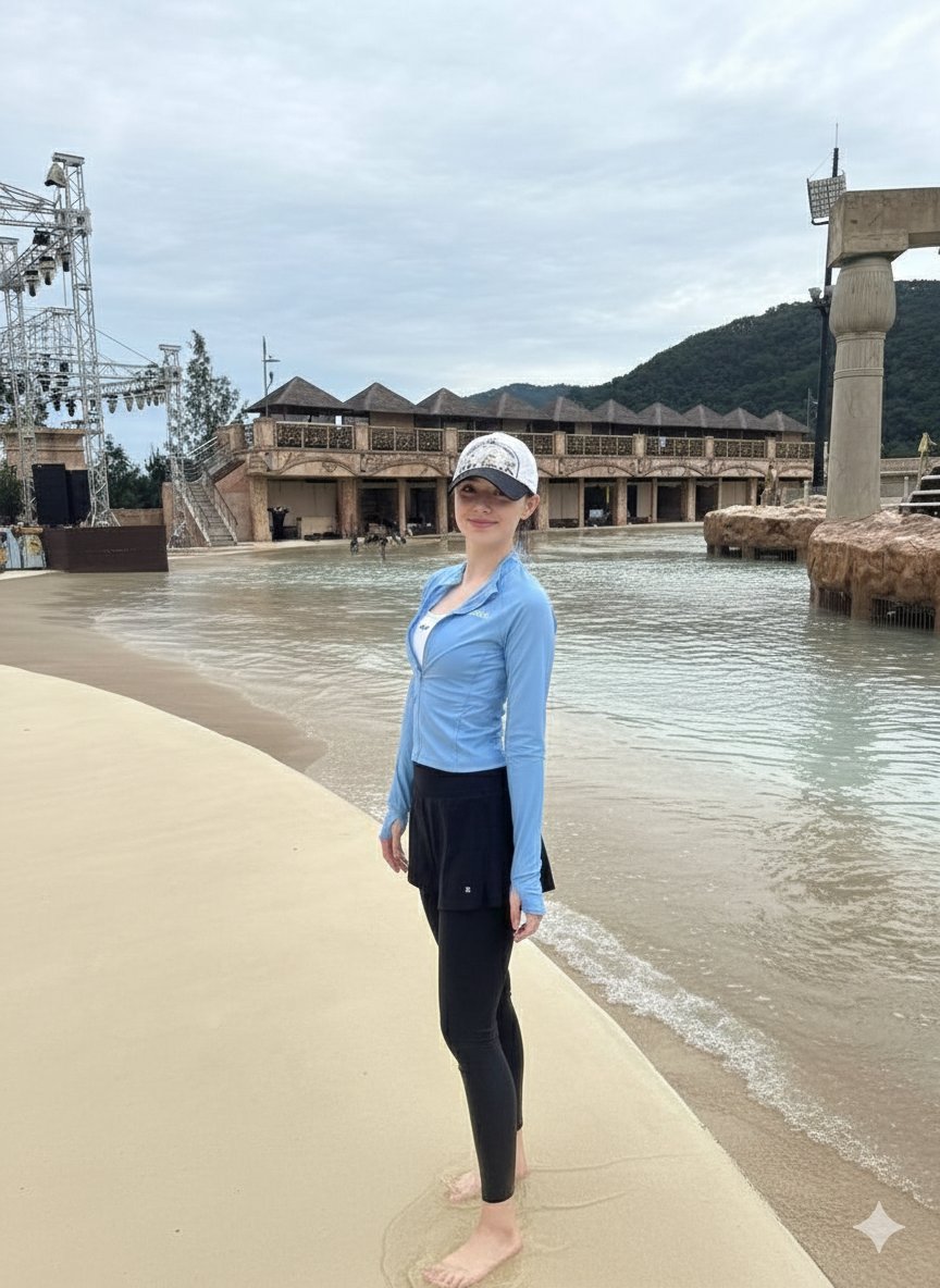 Tropical Water Park Portrait with Thai Architecture 1