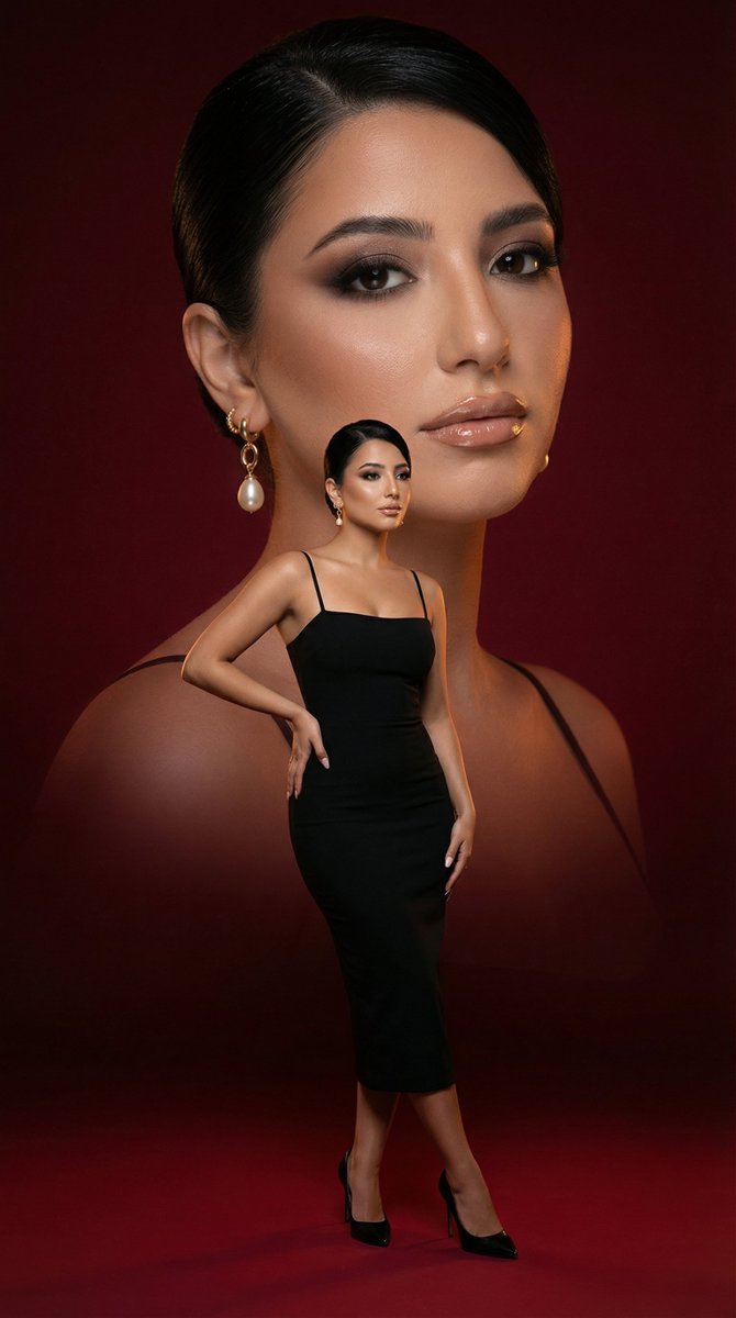 Editorial Beauty Fashion Poster (Red Dual Composition) 1