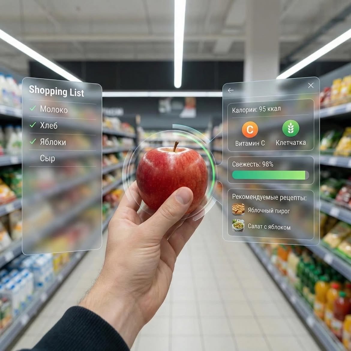 Augmented Reality UI Overlays on Food Items 1