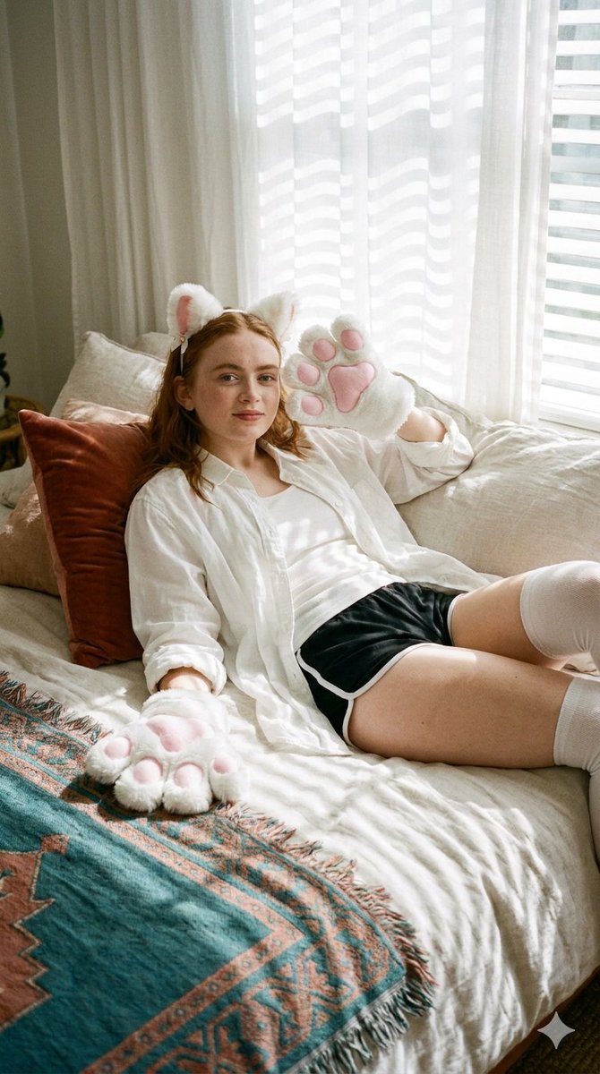 Cute Cat Cosplay Bedroom Portrait 3