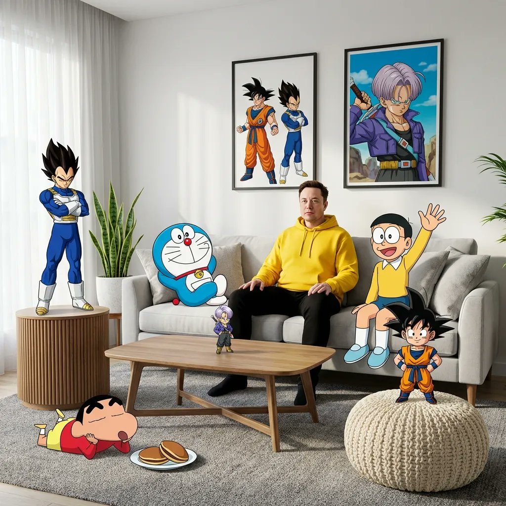 Blending Photorealism and Anime in a Living Room Scene 1